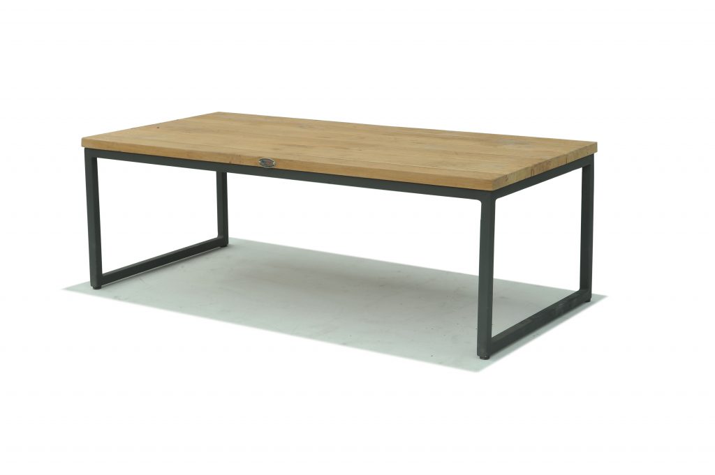 Skyline Design Nautic Rectangular 120x 60cm Outdoor Metal Coffee Table With Teak Table Top