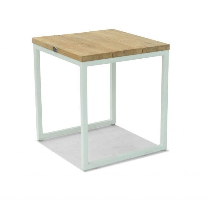 Skyline Design Nautic 50 x 50cm Metal Outdoor Side Table with Teak Top