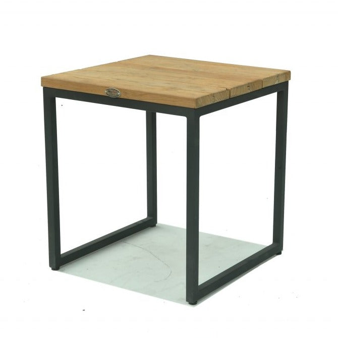 Skyline Design Nautic 50 x 50cm Metal Outdoor Side Table with Teak Top