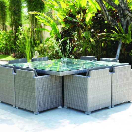 Skyline Design Pacific Rattan Eight Seat Square Garden Dining Set