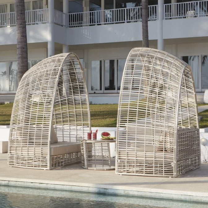 Skyline Design Surabaya Kubu Off White Rattan Garden Daybed