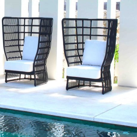 Skyline Design Black Rattan High Spa Lounging Chair