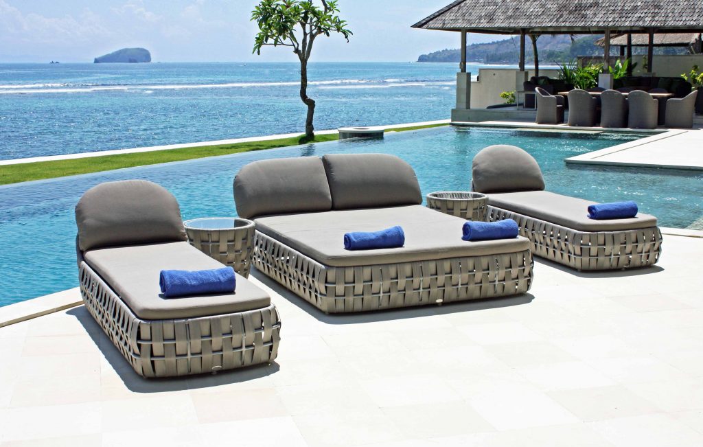 Skyline Design Strips Rattan Double Sun lounger Bed