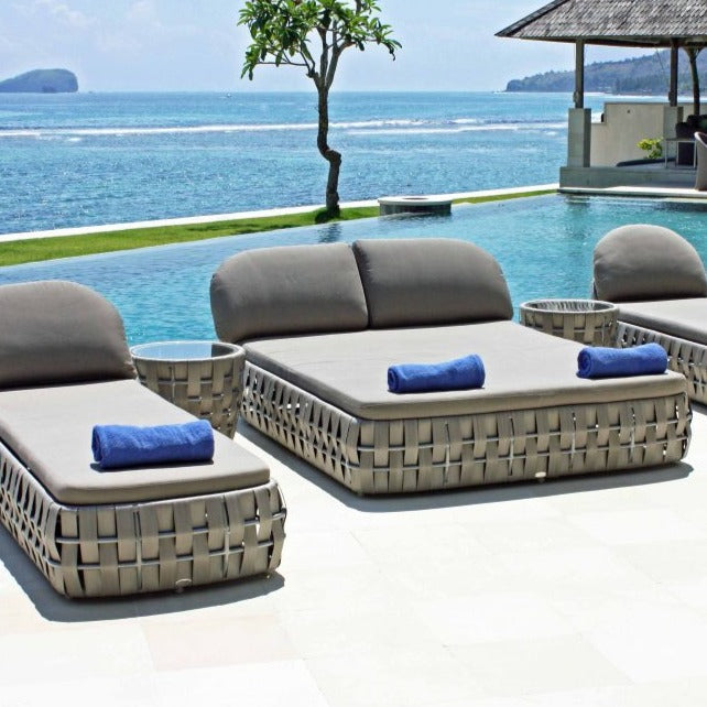 Skyline Design Strips Rattan Double Sun lounger Bed