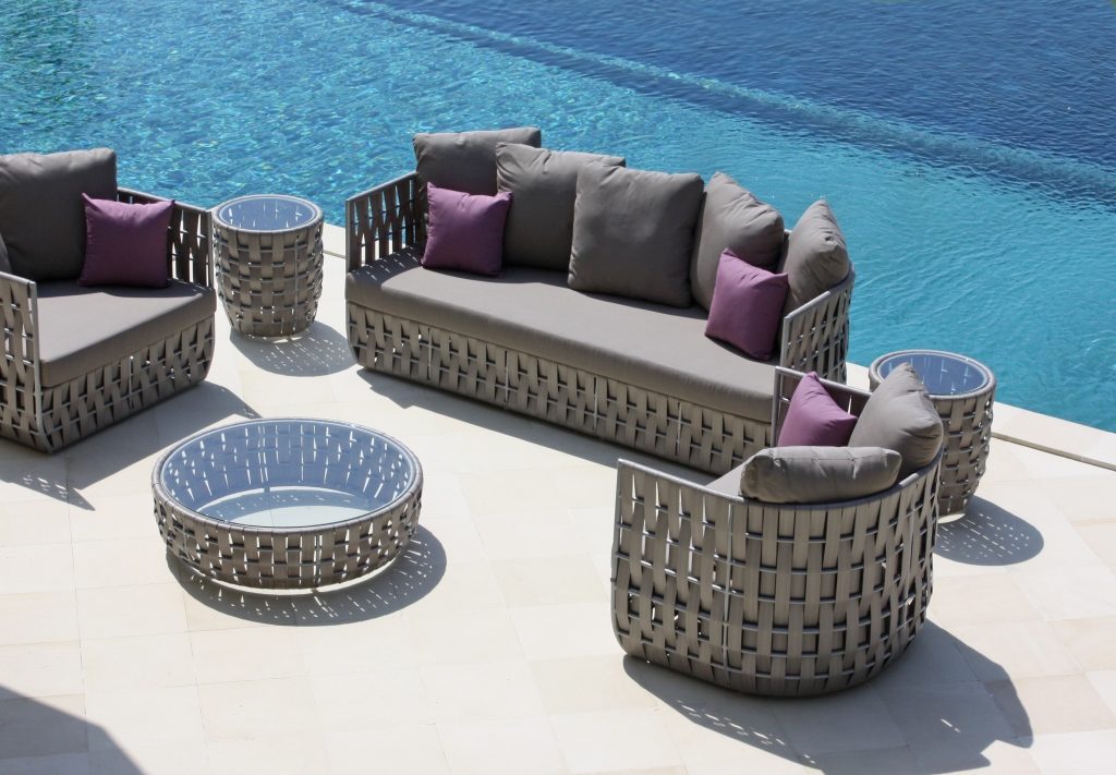 Skyline Design Strips Round Rattan Coffee Table