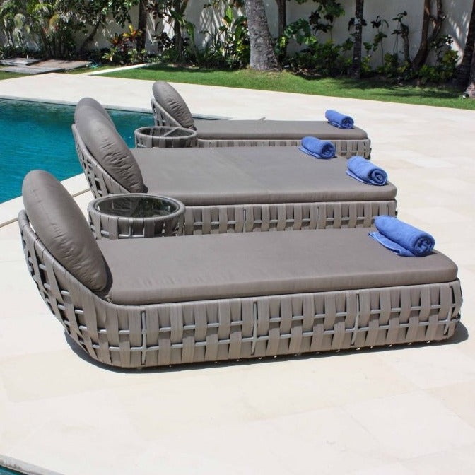 Skyline Design Strips Rattan Double Sun lounger Bed