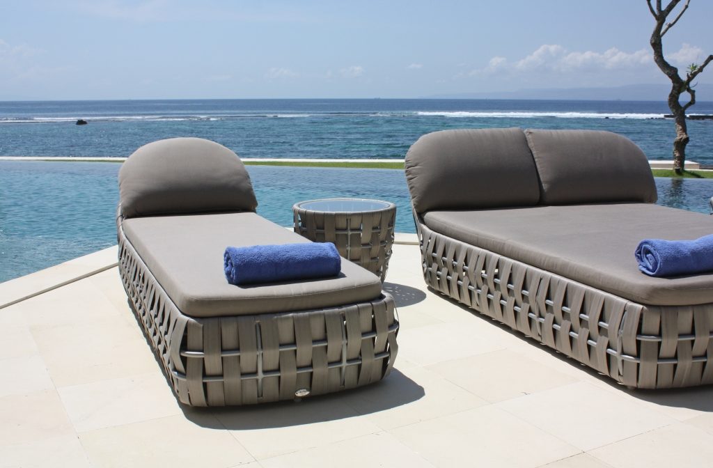 Skyline Design Strips Rattan Double Sun lounger Bed