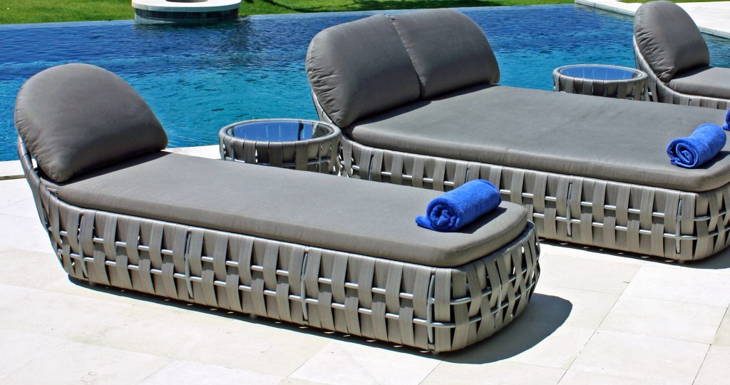 Skyline Design Strips Rattan Double Sun lounger Bed