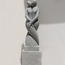 Load image into Gallery viewer, Tango hand carved stone garden sculpture with stone plinth
