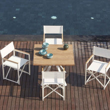 Load image into Gallery viewer, Skyline Design | Venice White Metal Four Seat Square Outdoor Dining Set With Alaska Teak Top | Posh Garden Furniture Centre 
