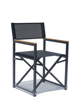 Load image into Gallery viewer, Skyline Design Venice White Metal Folding Directors Dining Armchair with Teak Armrest

