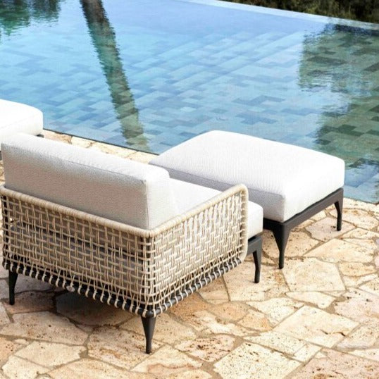 Skyline Design Western Contemporary Metal Outdoor Ottoman Footstool