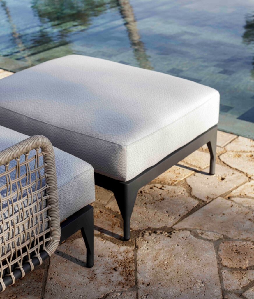 Skyline Design Western Contemporary Metal Outdoor Ottoman Footstool