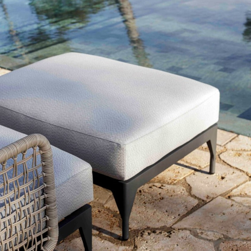 Skyline Design Western Contemporary Metal Outdoor Ottoman Footstool