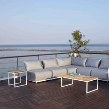 Load image into Gallery viewer, Skyline Design Nautic Rectangular 120x 60cm Outdoor Metal Coffee Table With Teak Table Top
