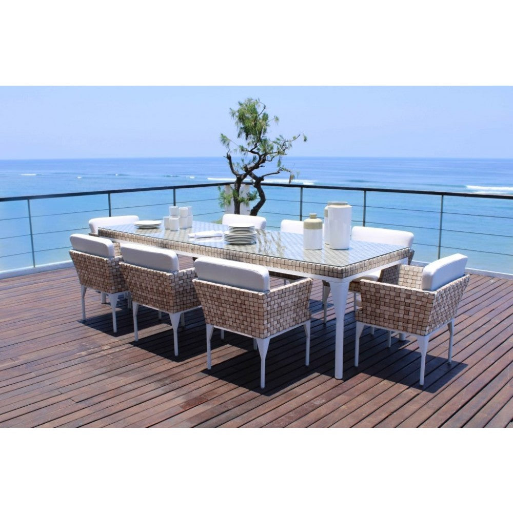 Skyline Design Brafta Silver Walnut Rattan Eight Seat Rectangular Garden Dining Set