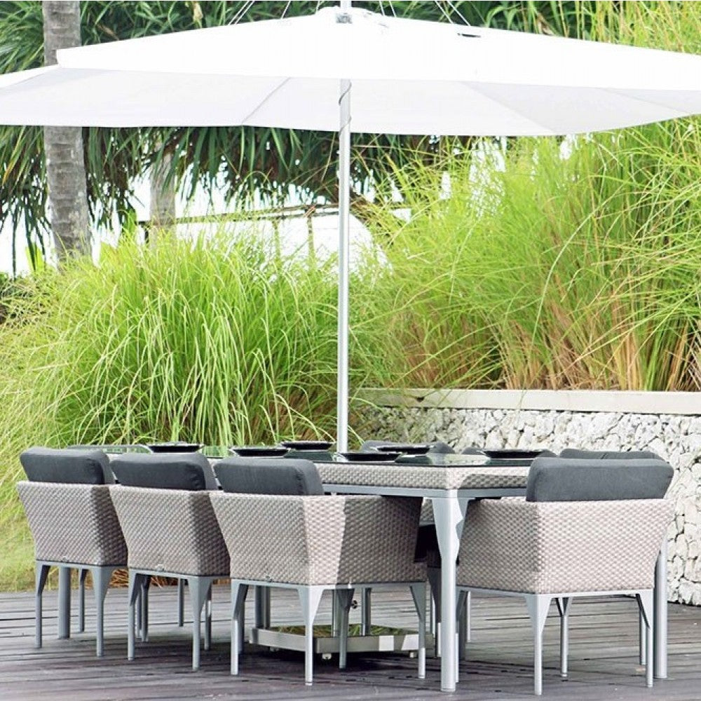 Skyline Design Brafta Silver Walnut Rattan Eight Seat Rectangular Garden Dining Set