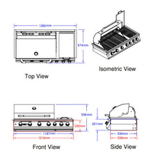 Load image into Gallery viewer, BULL 7 Burner Built in Natural Gas BBQ Grill Head with Double Side Burner With FREE Cover
