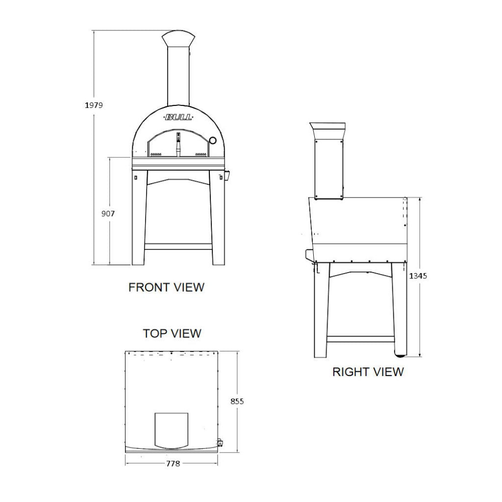 BULL Wood Fired Italian Pizza Oven Free Standing Made in Italy