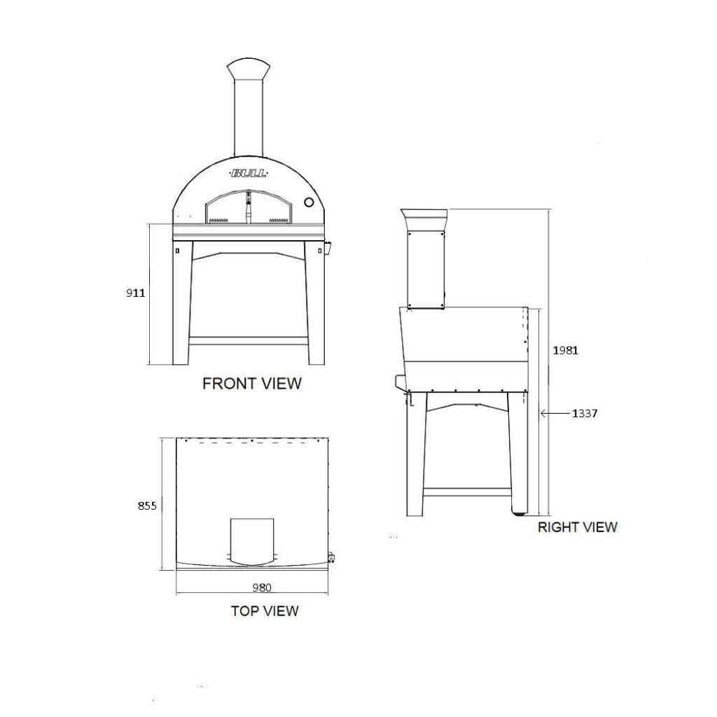 BULL Wood Fired Italian Pizza Oven Free Standing Made in Italy