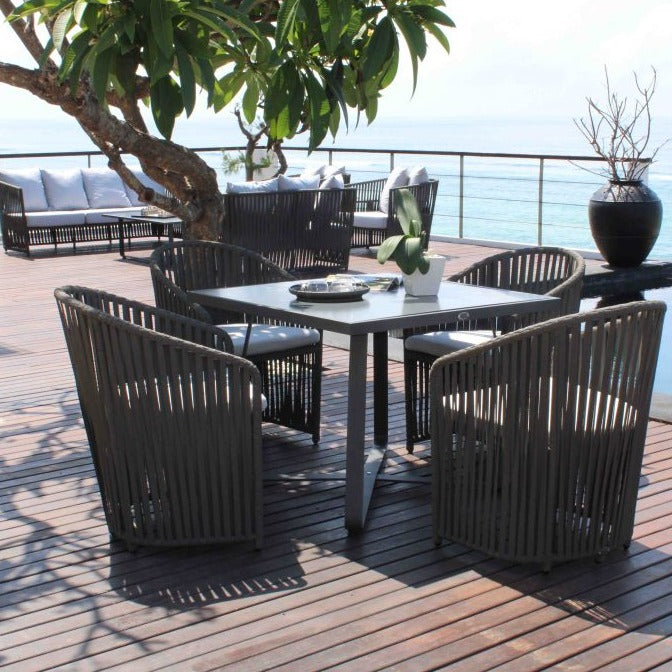 Skyline Design Mailo Four Seat Square metal Garden Dining Set 