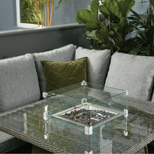 Load image into Gallery viewer, Boston Dark Grey Rattan Casual Corner Garden Dining Set with Square Table Gas Fire pit

