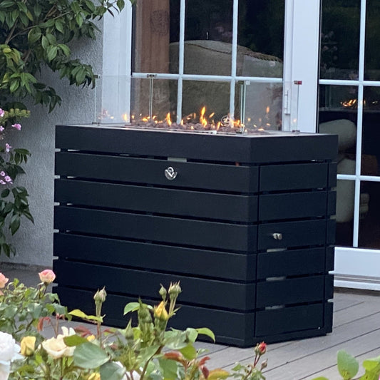 Muztag Stockholm Outdoor Gas Fire pit Table, 95x50x71cm (Black)