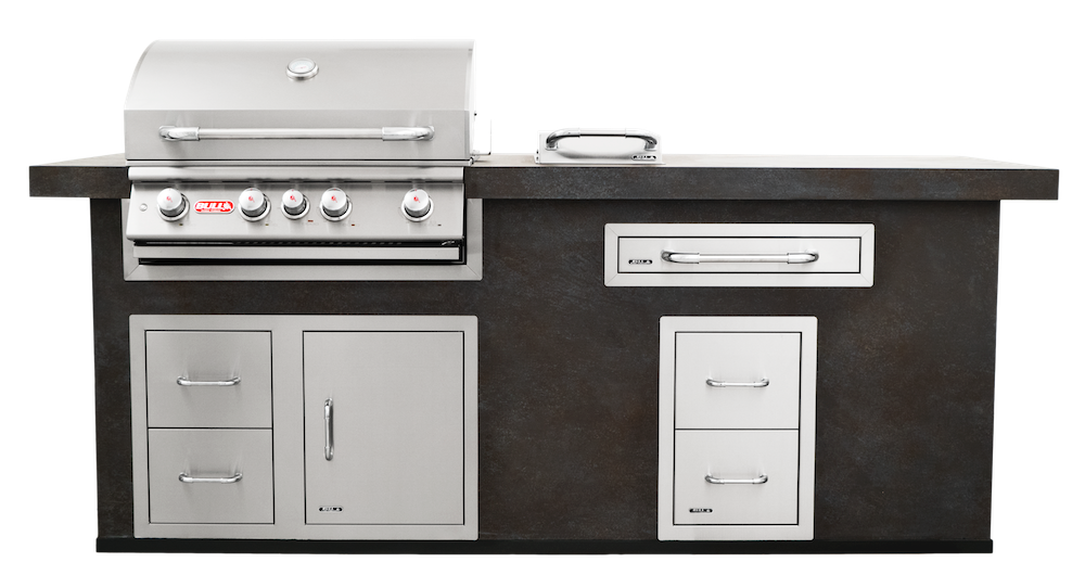 Bull ODK Prefabricated BBQ Outdoor Kitchen - Bull Angus With Drawer storage Solid Gres 243cm x 79cm