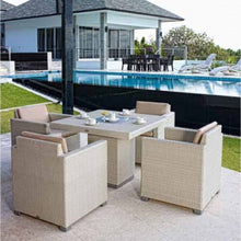 Load image into Gallery viewer, Skyline Design Pacific Rattan Square 80cm x 80cm  Rattan Garden Dining Table with Glass Top

