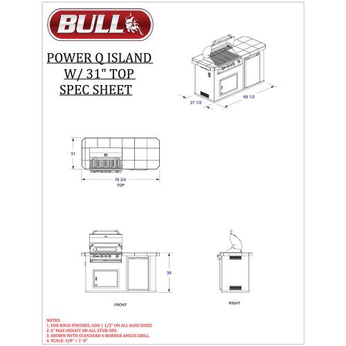 Bull ODK Prefabricated BBQ Outdoor Kitchen - Bull Angus With Drawer storage Solid Gres 243cm x 79cm