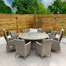 Load image into Gallery viewer, Cuba Rattan Light Grey 8 Seat Round Garden Dining Set
