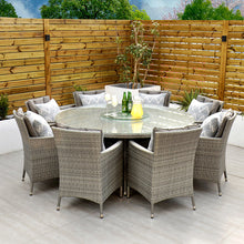 Load image into Gallery viewer, Cuba Rattan Light Grey 8 Seat Round Garden Dining Set

