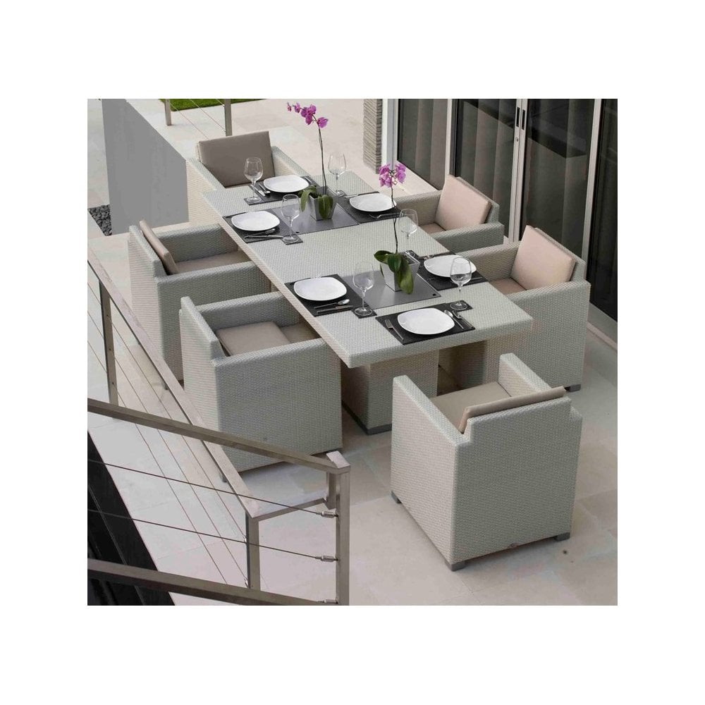 Skyline Design Pacific Rattan Six Seat Rectangular Garden Dining Set